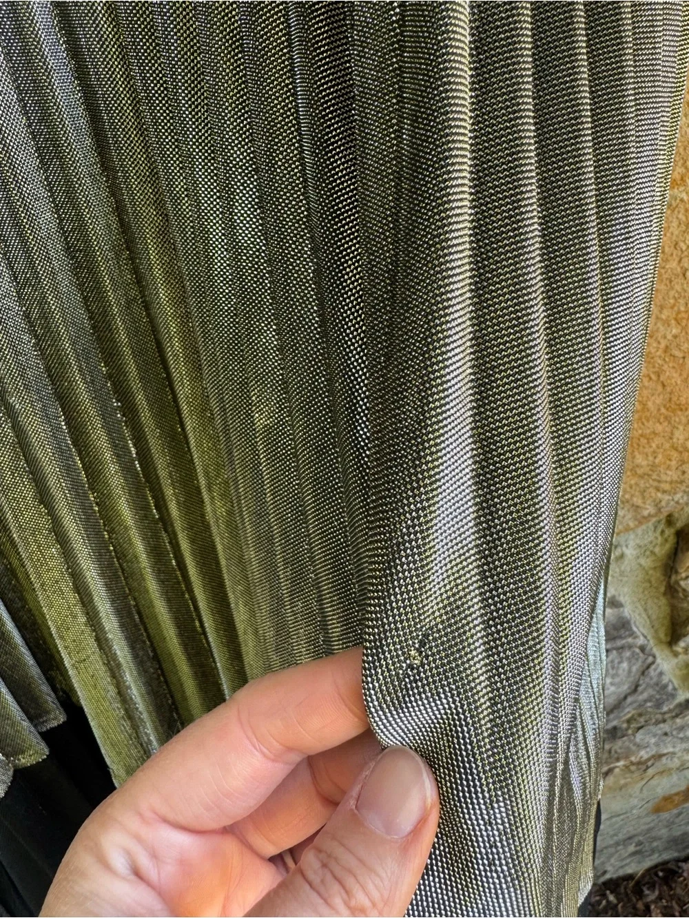 Studio West Metallic Olive-Gold and Black Pleated Midi Skirt Large Festival - Picture 8 of 12